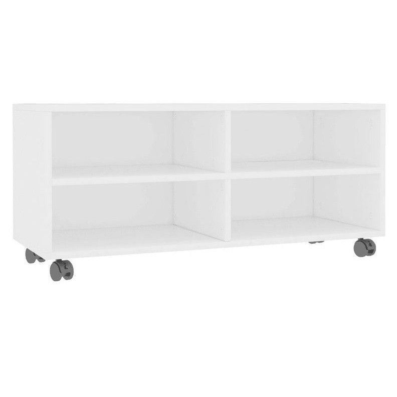 Meuble TV 4 compartiments bois blanc Reaza 90 cm - Photo n°1