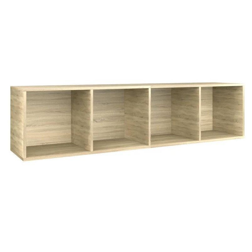 Meuble TV 4 niches bois chêne clair Asana 143 cm - Photo n°1