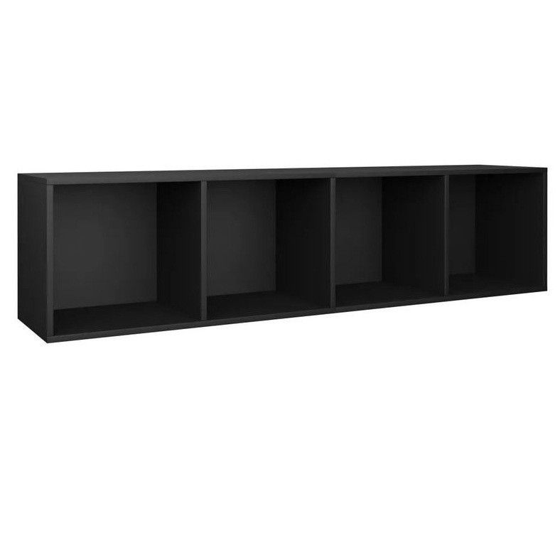 Meuble TV 4 niches bois noir Asana 143 cm - Photo n°1
