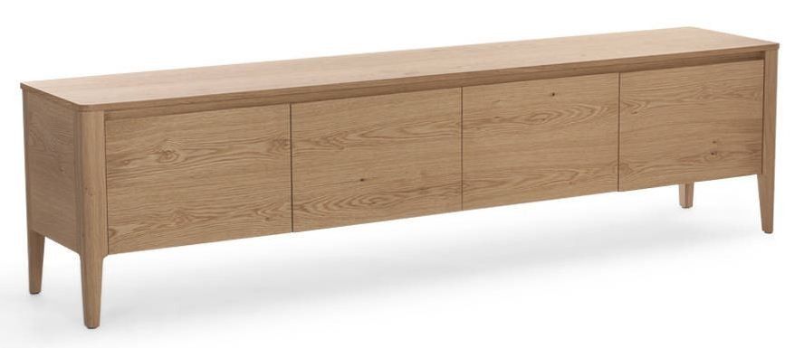 Meuble TV 4 portes bois plaqué chêne clair Minka - Photo n°1