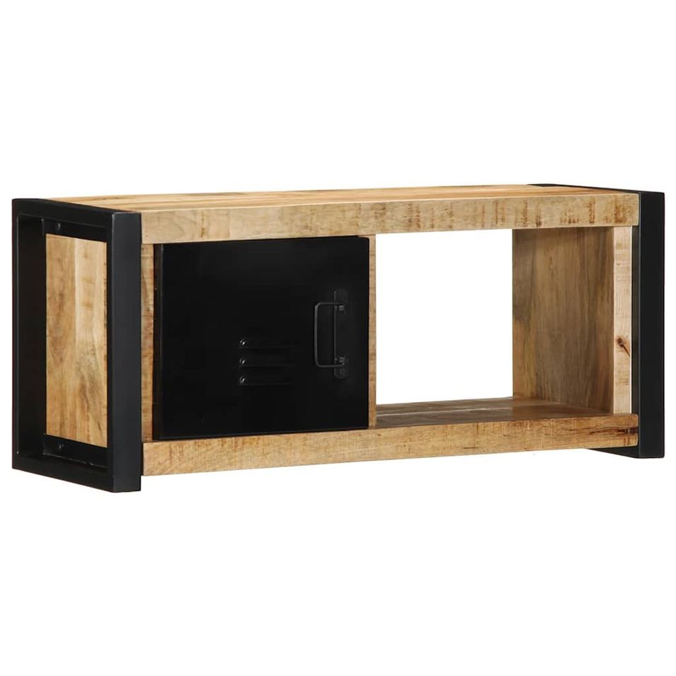 Meuble TV 80x30x35 cm bois massif de manguier brut - Photo n°1