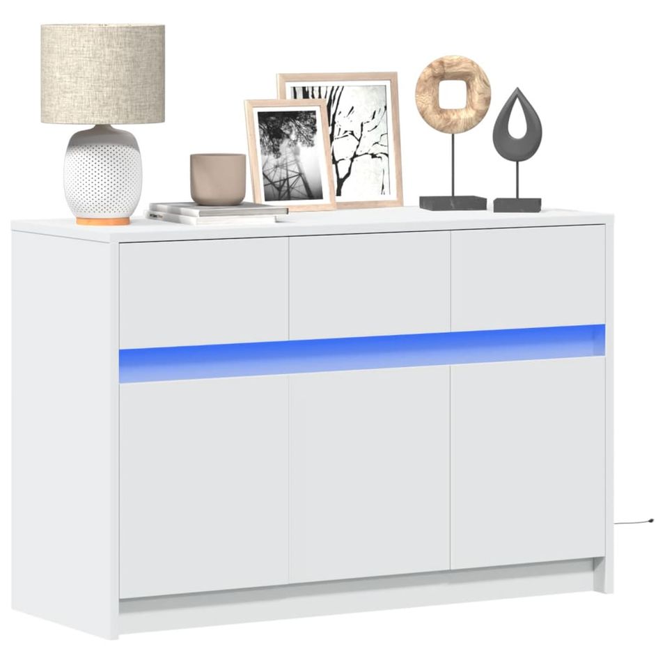 Meuble TV avec LED blanc 91x34x61 cm bois d'ingénierie - Photo n°1