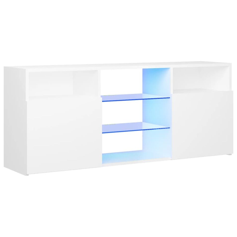 Meuble TV avec lumières LED Blanc 120x30x50 cm - Photo n°1
