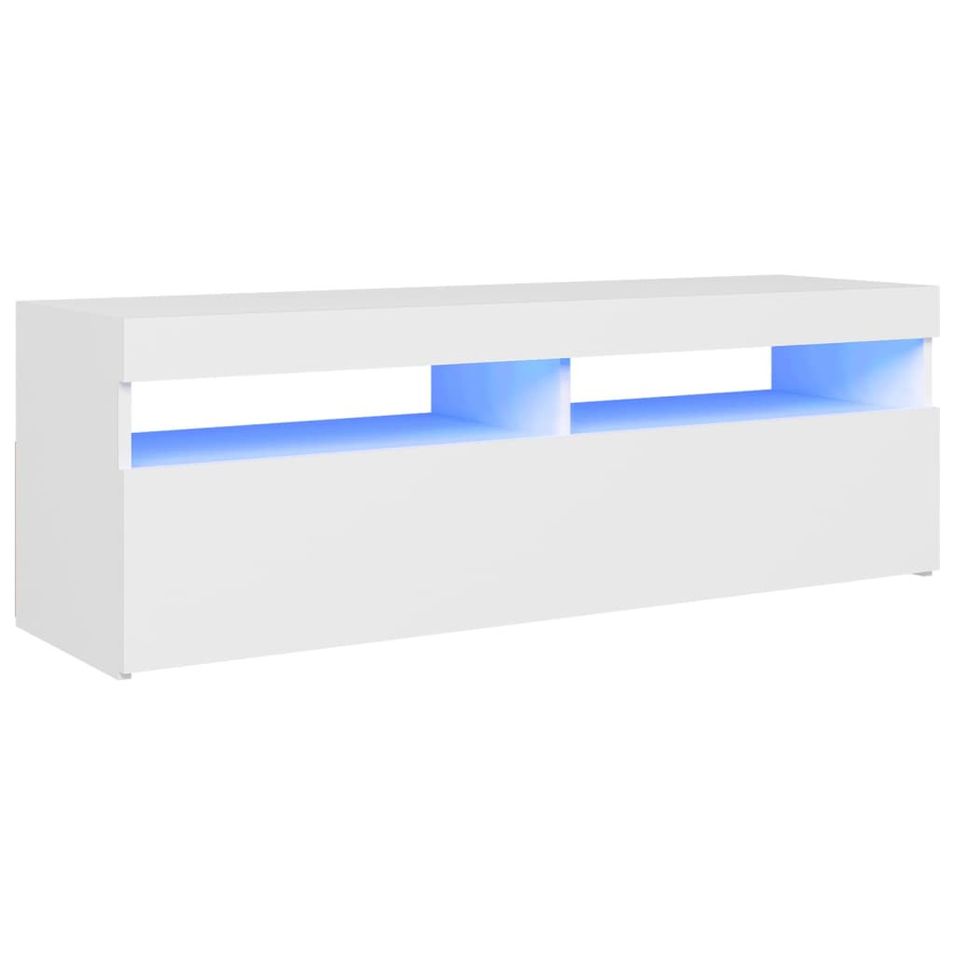 Meuble TV avec lumières LED Blanc 120x35x40 cm - Photo n°1