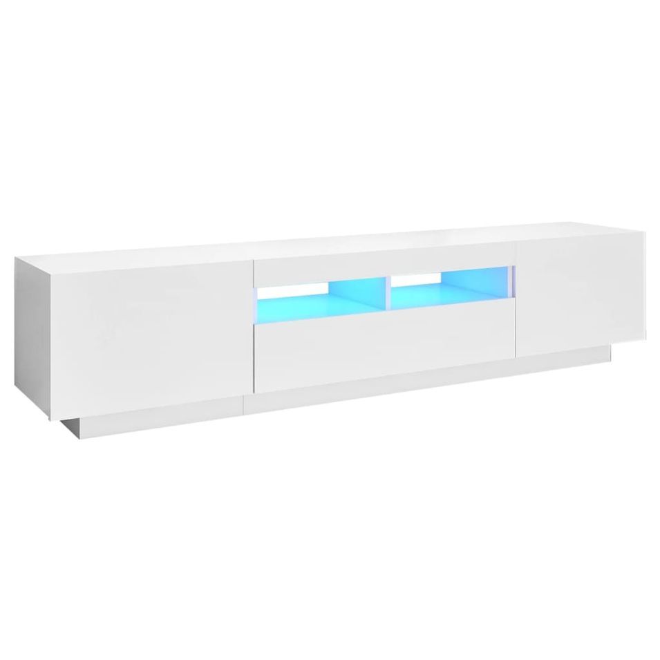 Meuble TV avec lumières LED Blanc 180x35x40 cm - Photo n°1