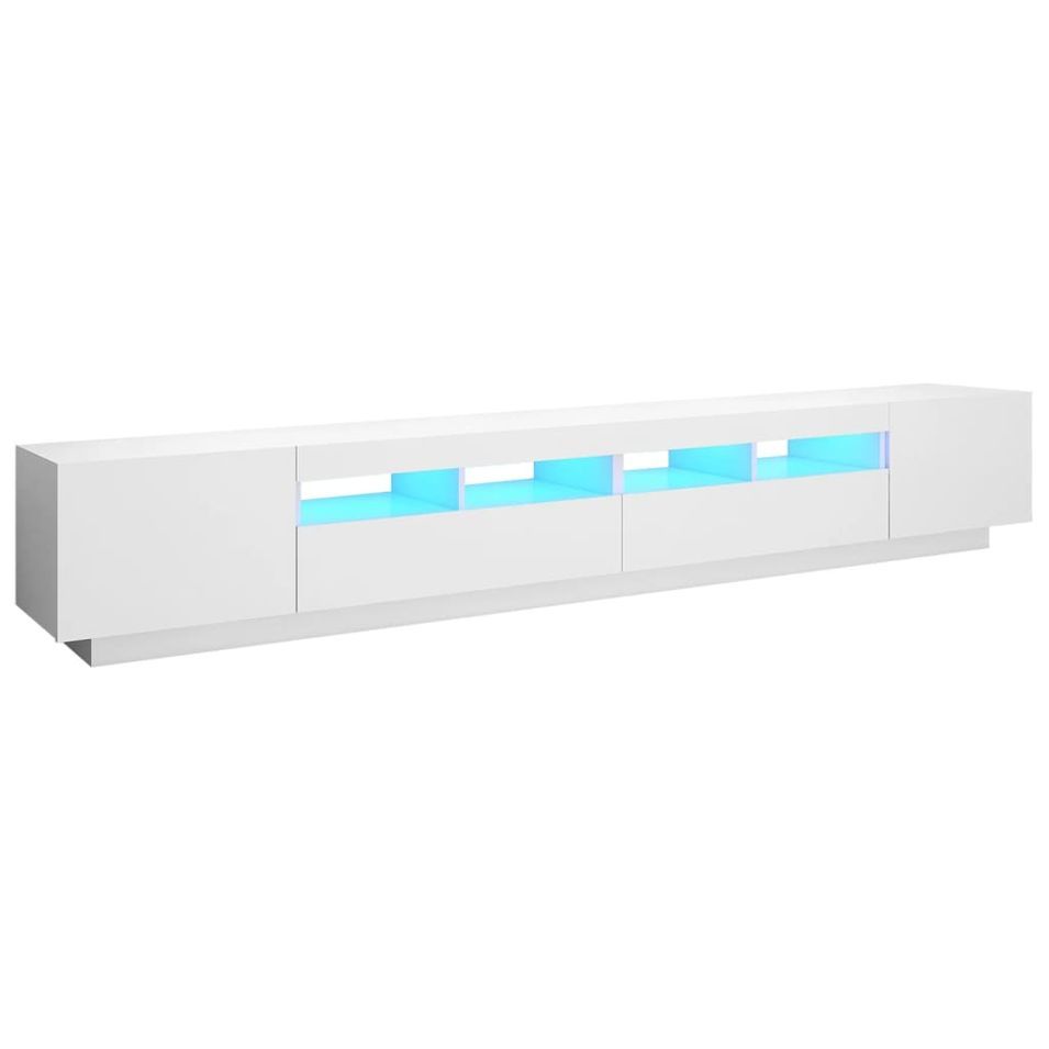 Meuble TV avec lumières LED Blanc 260x35x40 cm - Photo n°1