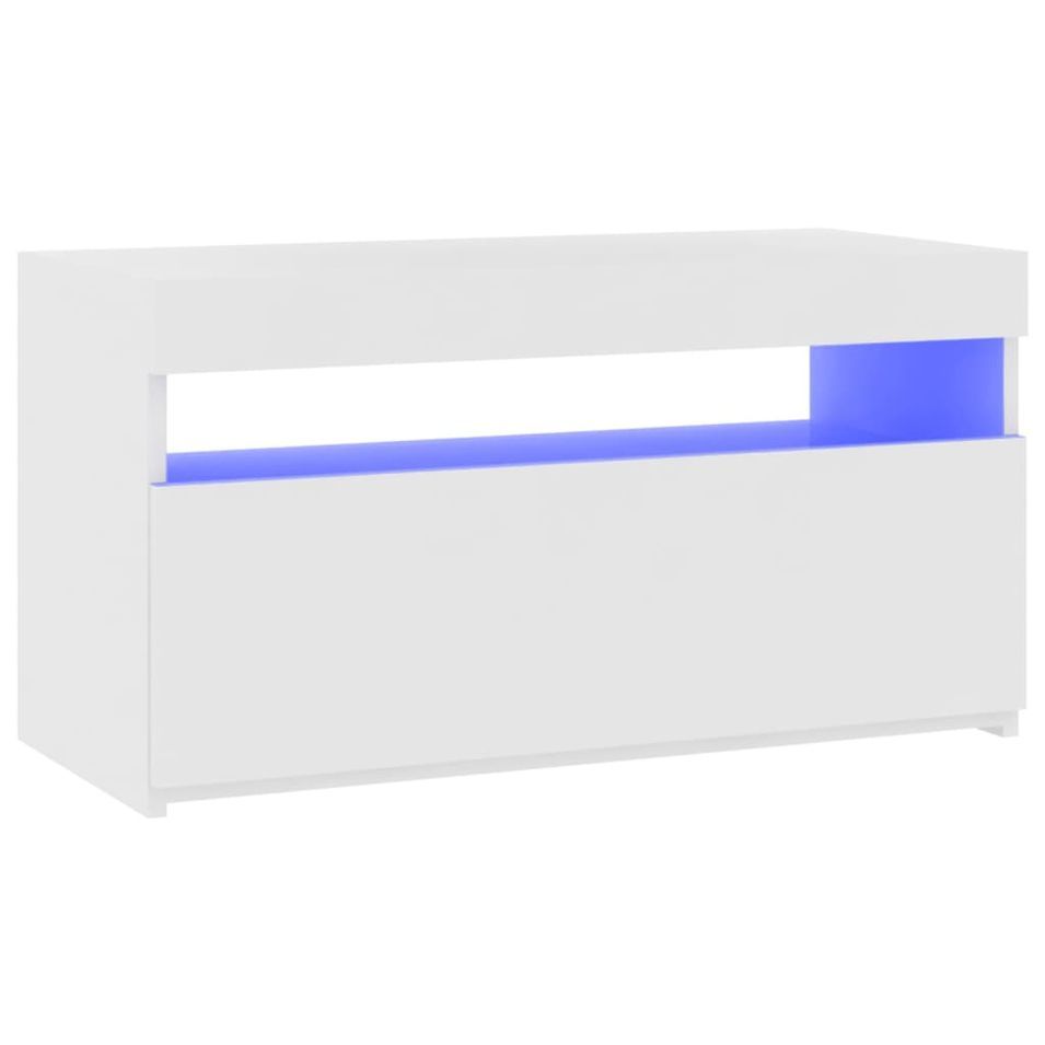 Meuble TV avec lumières LED Blanc 75x35x40 cm - Photo n°1
