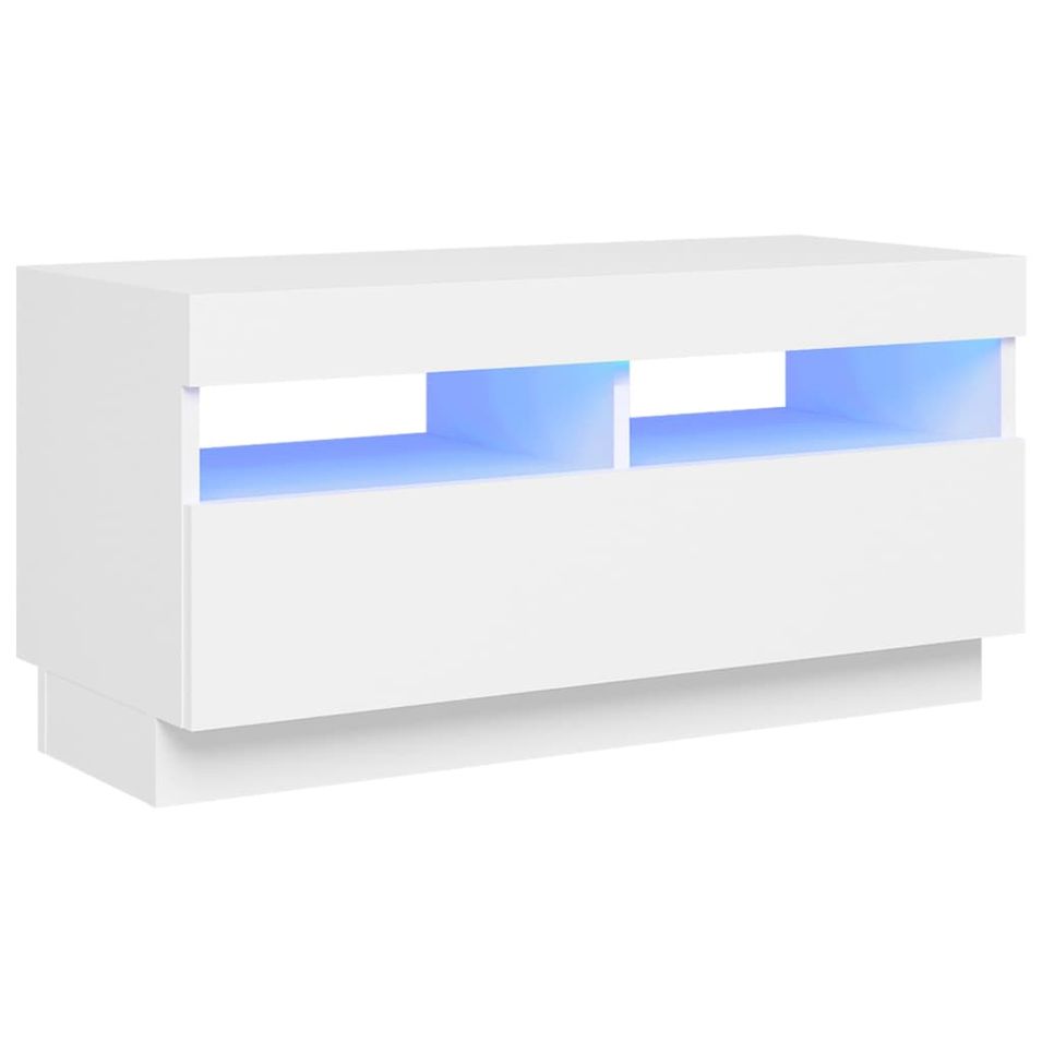 Meuble TV avec lumières LED Blanc 80x35x40 cm - Photo n°1