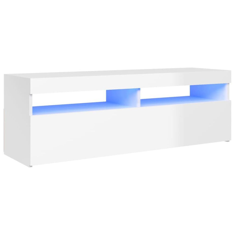 Meuble TV avec lumières LED Blanc brillant 120x35x40 cm 2 - Photo n°1