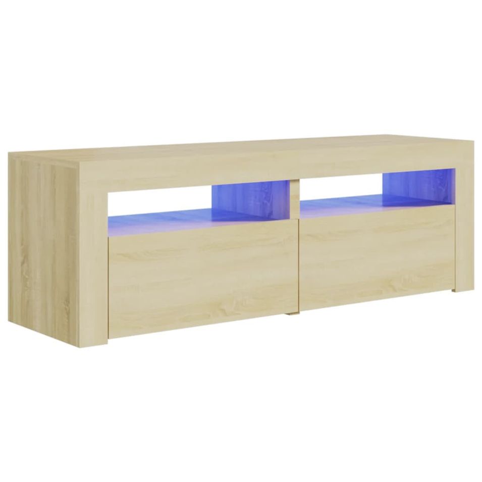 Meuble TV avec lumières LED Chêne sonoma 120x35x40 cm 4 - Photo n°1