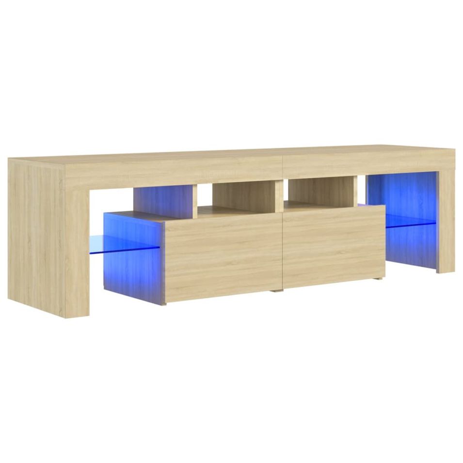 Meuble TV avec lumières LED Chêne sonoma 140x35x40 cm - Photo n°1