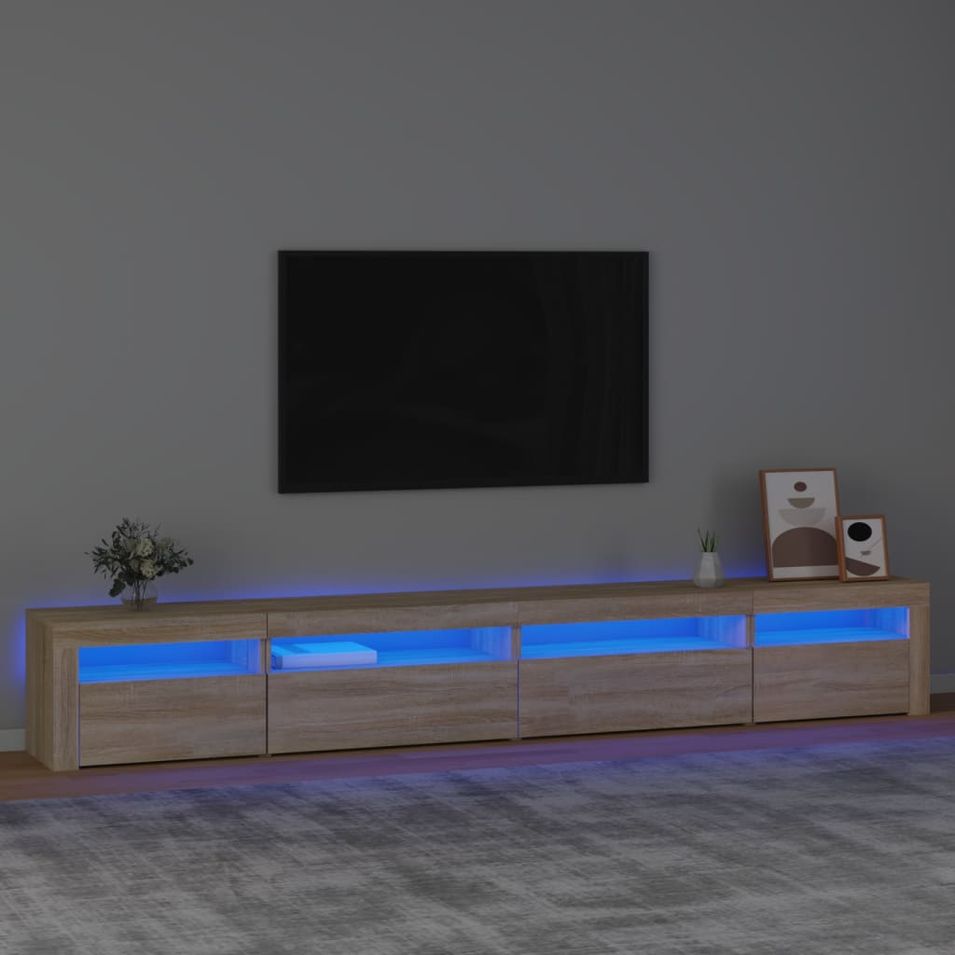 Meuble TV avec lumières LED Chêne sonoma 270x35x40 cm - Photo n°1