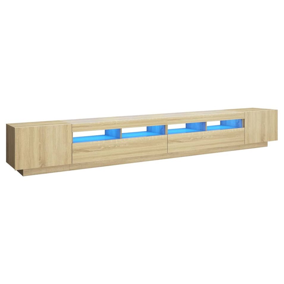 Meuble TV avec lumières LED Chêne sonoma 300x35x40 cm - Photo n°1