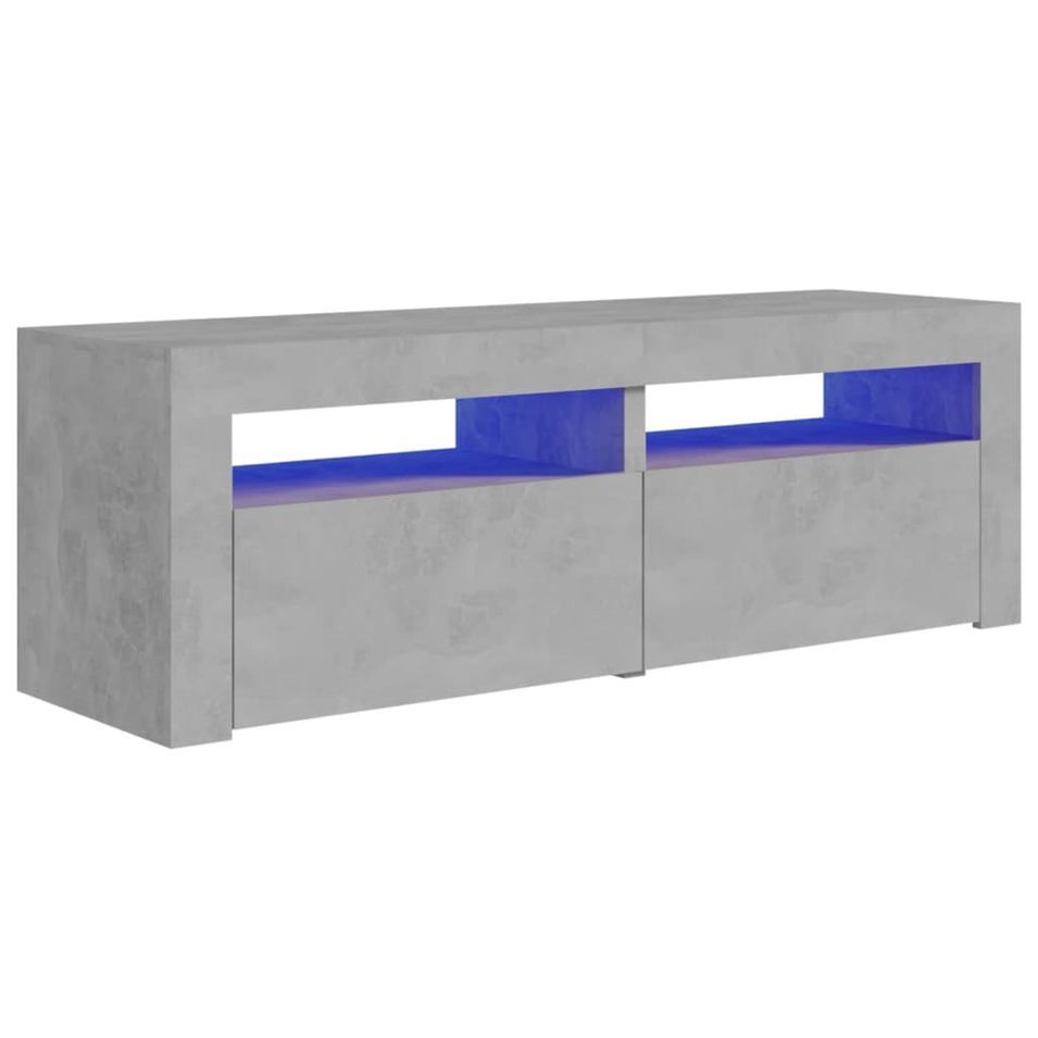 Meuble TV avec lumières LED Gris béton 120x35x40 cm 2 - Photo n°1