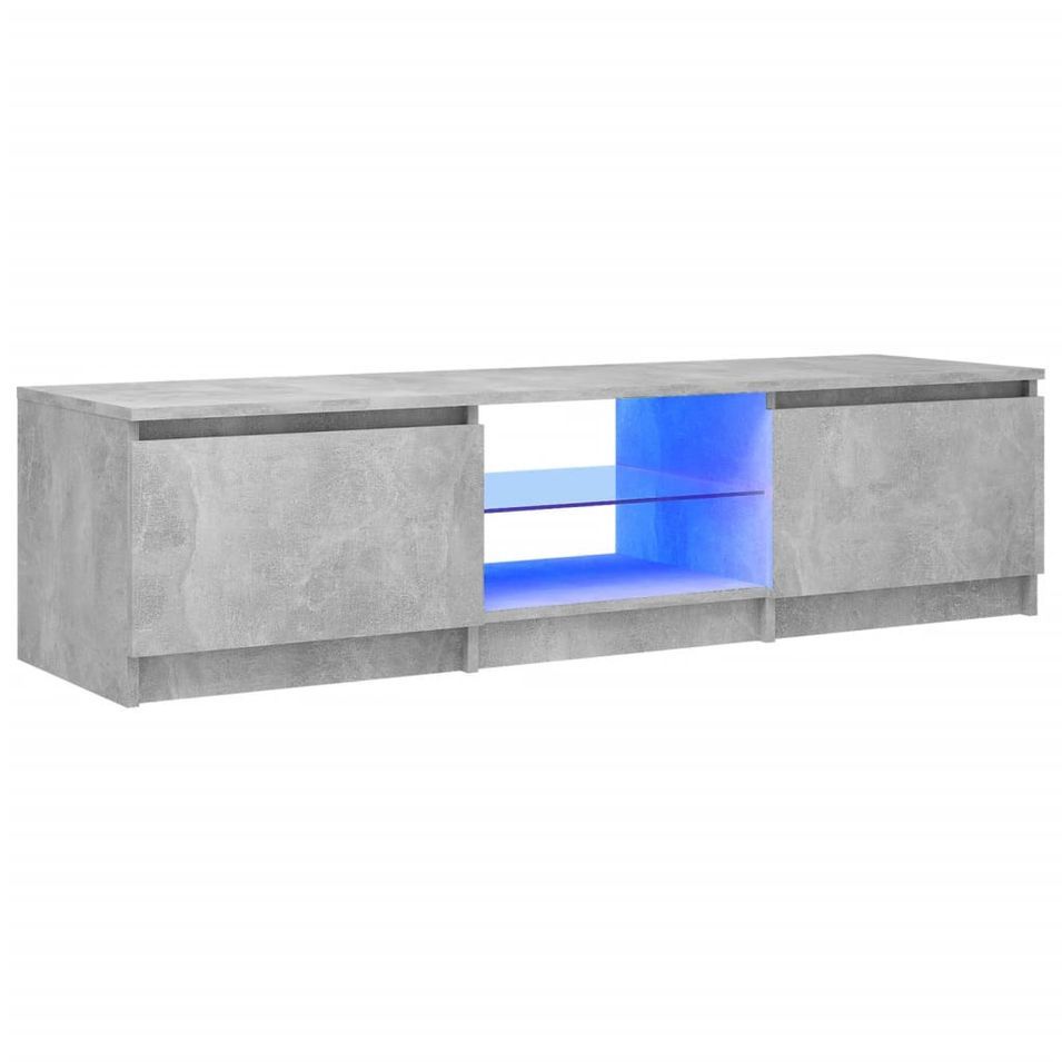 Meuble TV avec lumières LED Gris béton 140x40x35,5 cm - Photo n°1