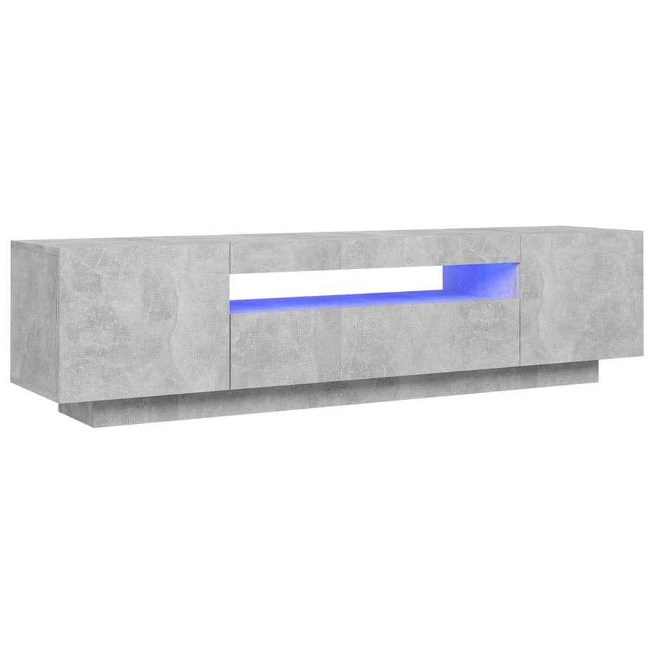 Meuble TV avec lumières LED Gris béton 160x35x40 cm - Photo n°1