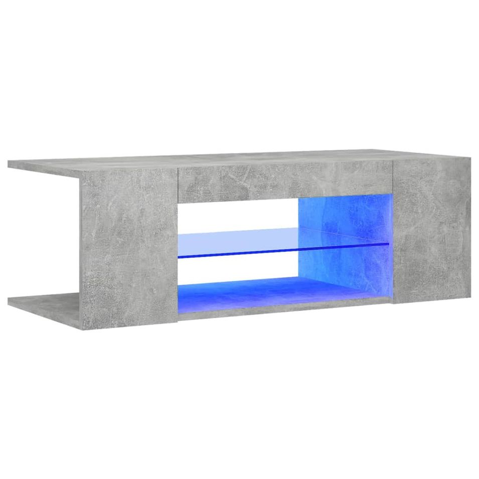Meuble TV avec lumières LED Gris béton 90x39x30 cm - Photo n°1