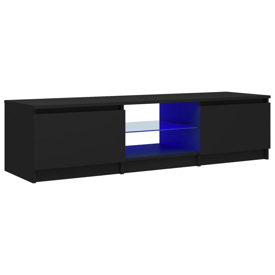 Meuble TV avec lumières LED Noir 140x40x35,5 cm - Photo n°1