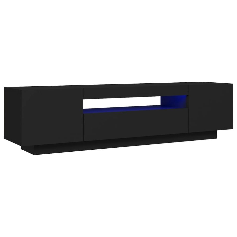 Meuble TV avec lumières LED Noir 160x35x40 cm - Photo n°1