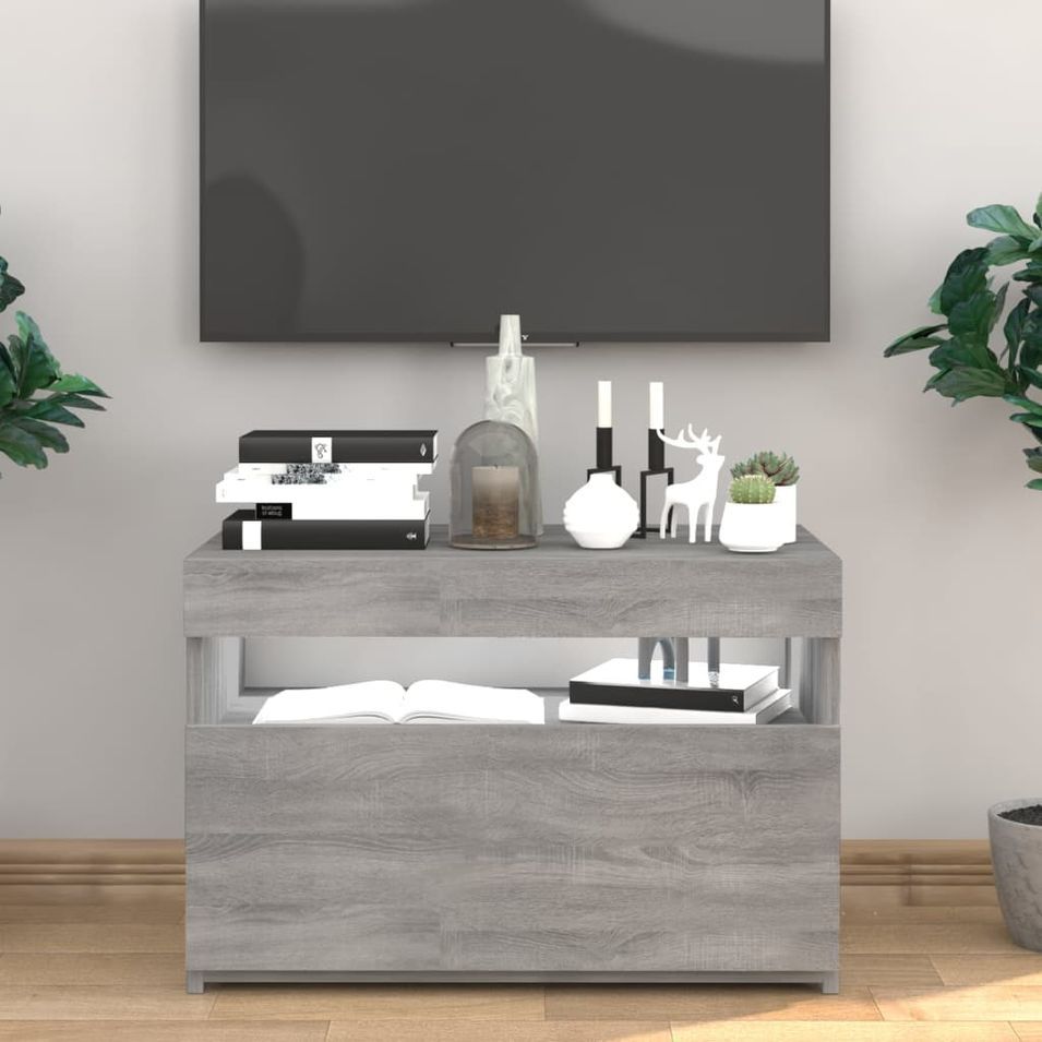 Meuble TV avec lumières LED Sonoma gris 60x35x40 cm - Photo n°1