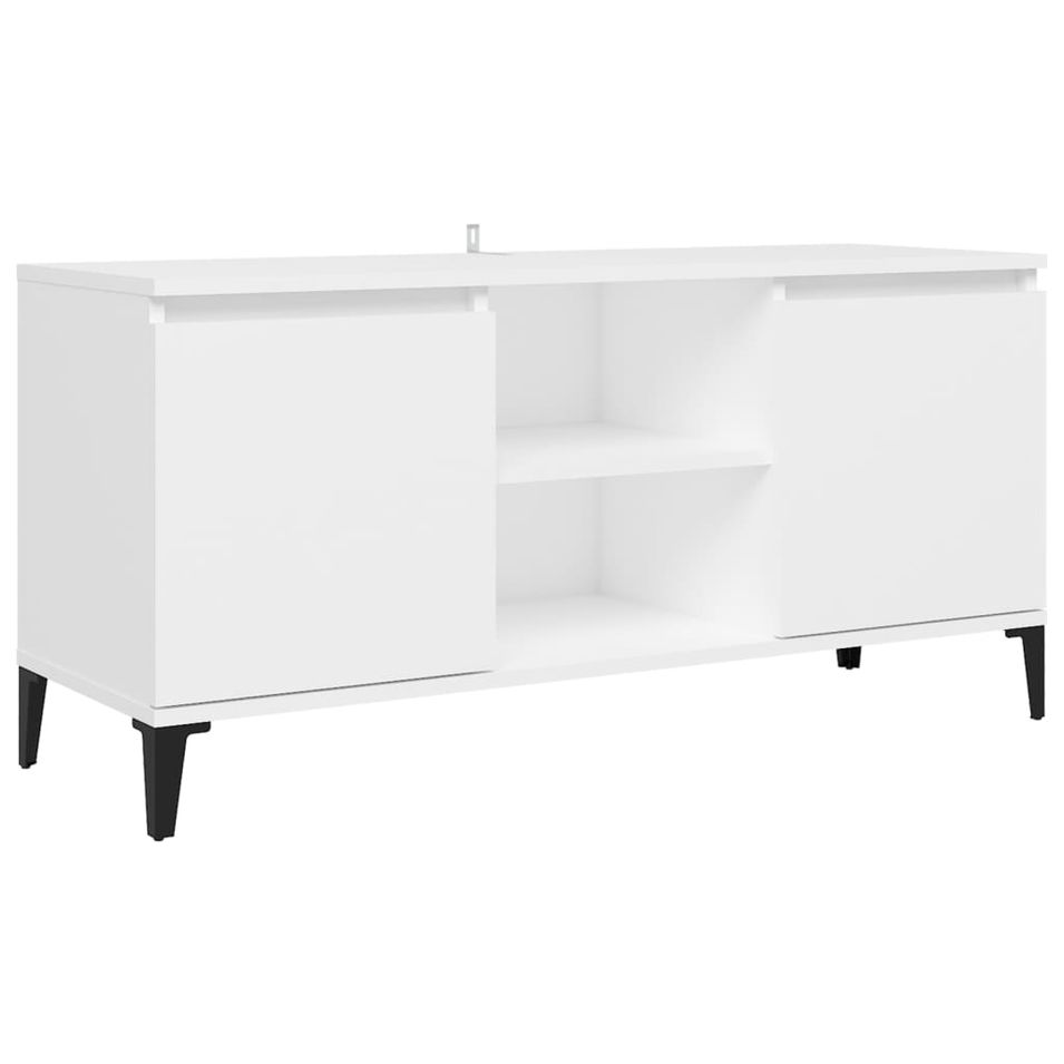Meuble TV avec pieds en métal Blanc 103,5x35x50 cm - Photo n°1