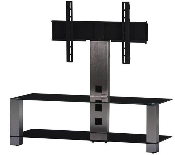 Meuble TV avec support écran Plasma 2400 inox et noir 120 cm - Photo n°1