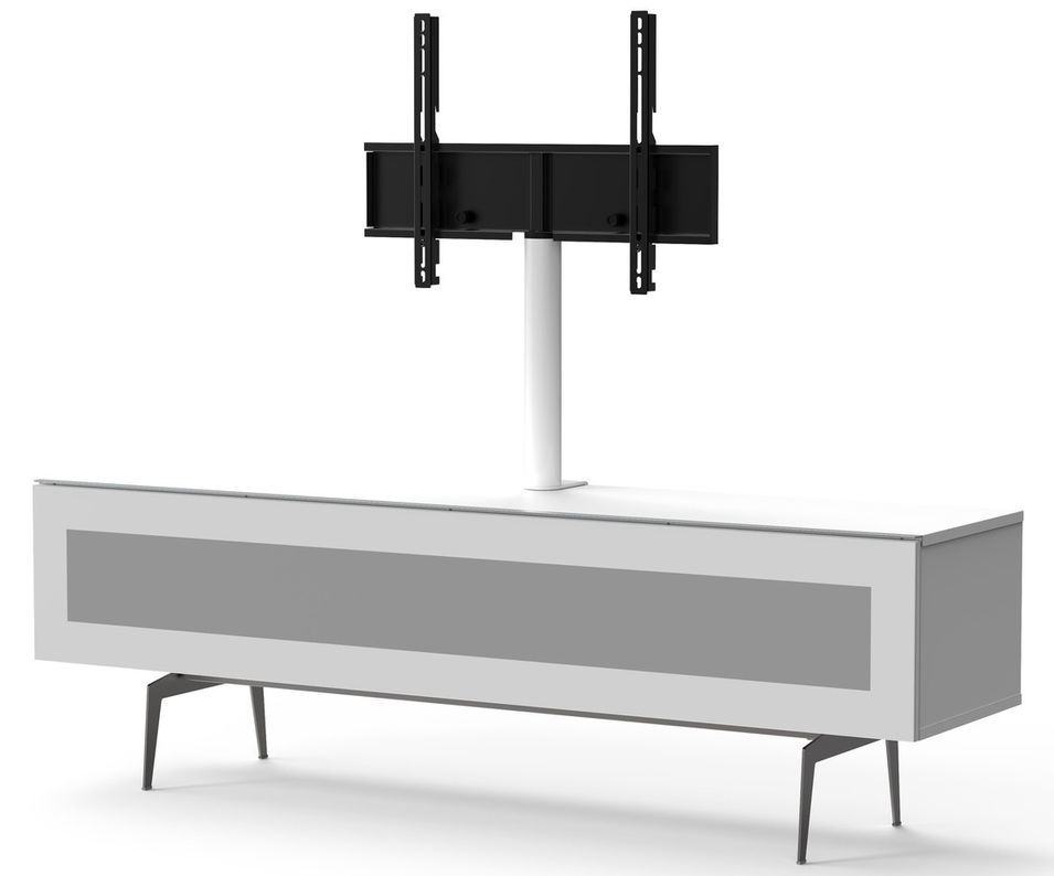 Meuble TV avec support écran verre infrarouge et mélaminé blanc Sarama 160 cm - Photo n°1