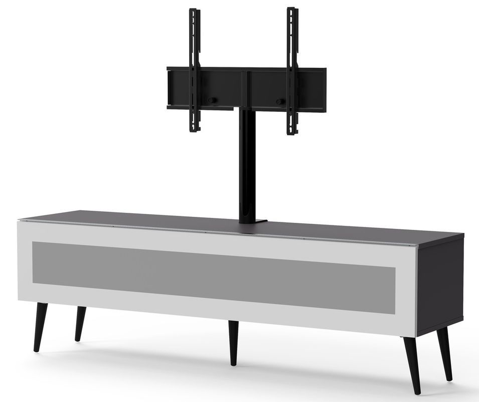 Meuble TV avec support écran verre infrarouge et mélaminé gris Saratov 160 cm - Photo n°1