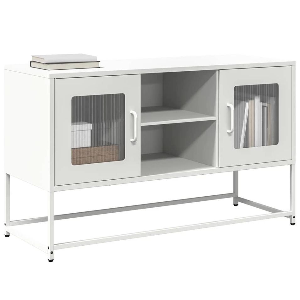 Meuble TV blanc 100,5x39x60,5 cm acier - Photo n°1