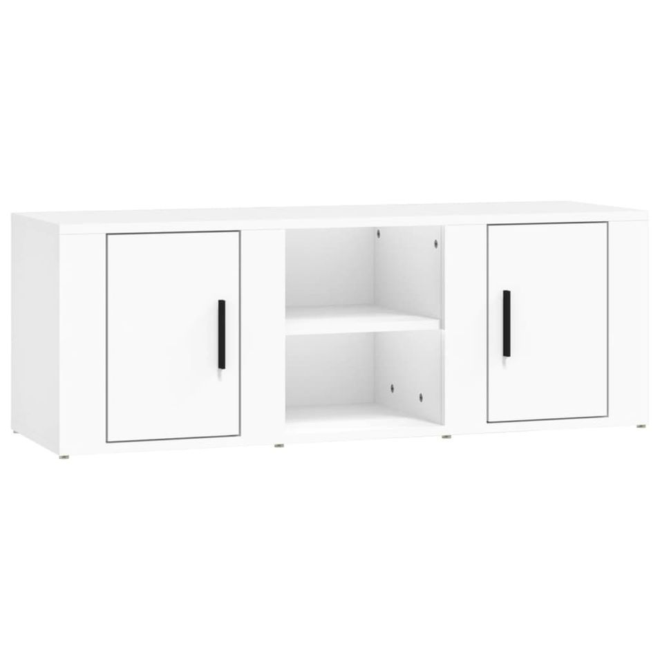 Meuble TV Blanc 100x31,5x35 cm Bois d'ingénierie - Photo n°1