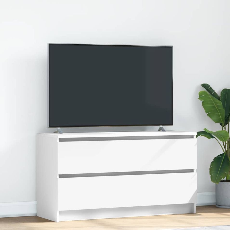 Meuble TV blanc 100x35x54 cm bois d'ingénierie - Photo n°1