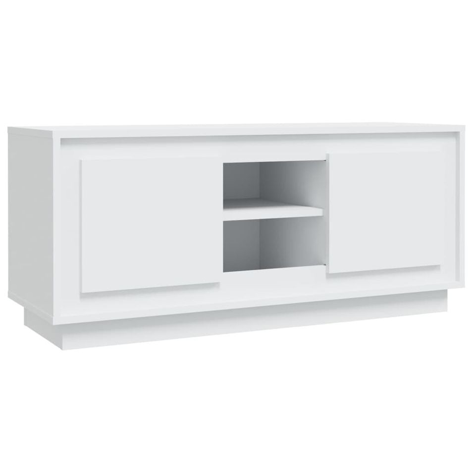 Meuble TV blanc 102x35x45 cm bois d'ingénierie - Photo n°1