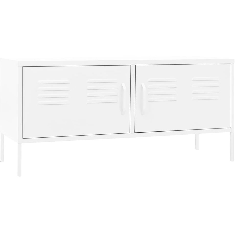 Meuble TV Blanc 105x35x50 cm Acier - Photo n°1