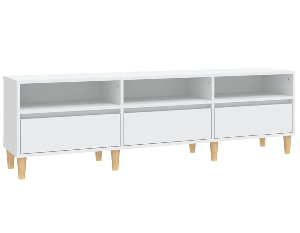 Meuble TV blanc 150x30x44,5 cm bois d'ingénierie - Photo n°1