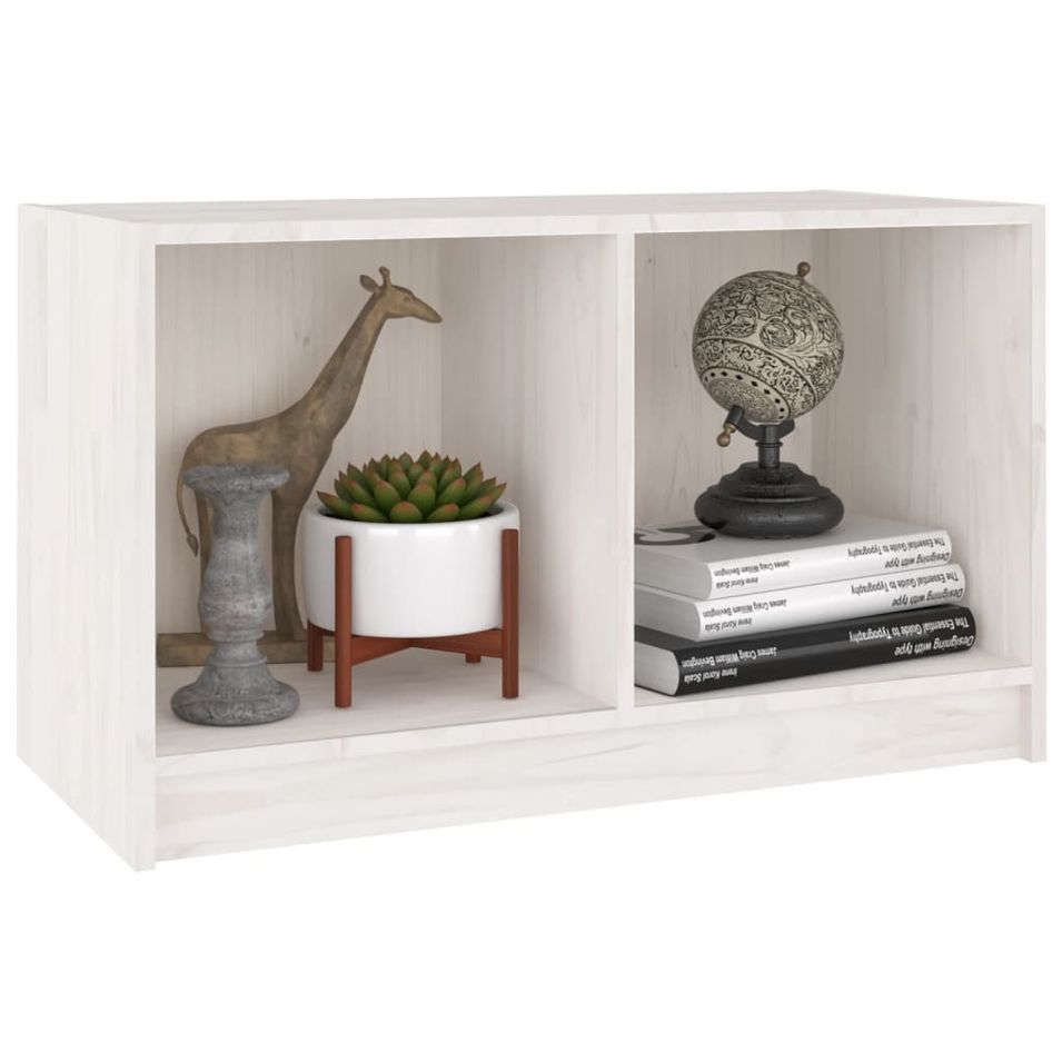 Meuble TV Blanc 70x33x42 cm Bois de pin massif - Photo n°1
