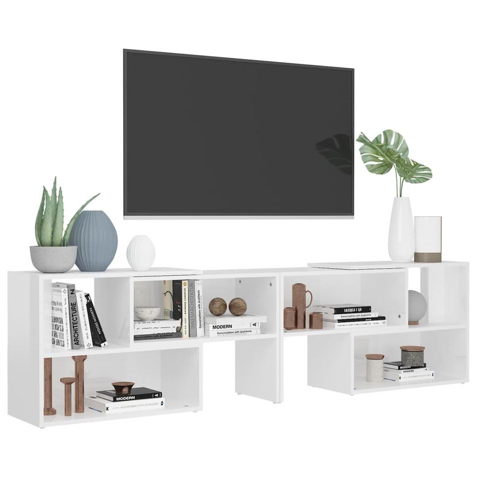 Meuble TV Blanc brillant 149x30x52 cm - Photo n°1