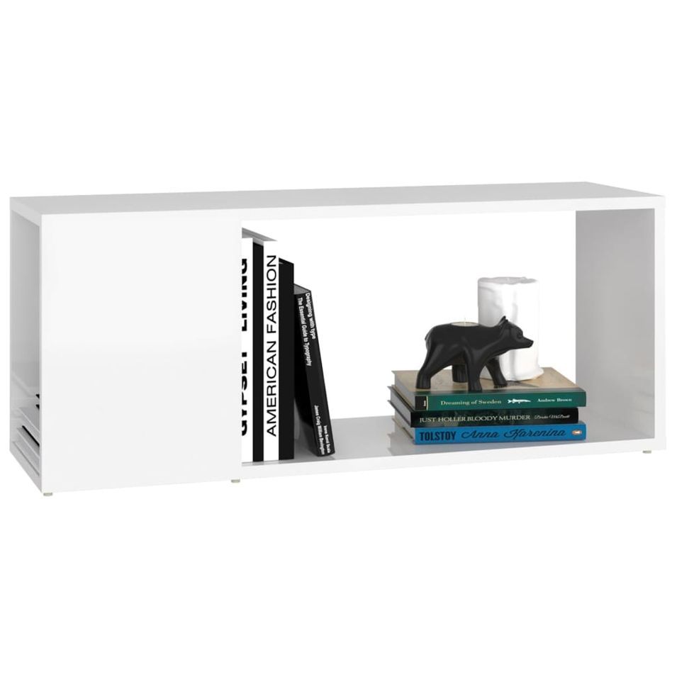 Meuble TV Blanc brillant 80x24x32 cm - Photo n°1