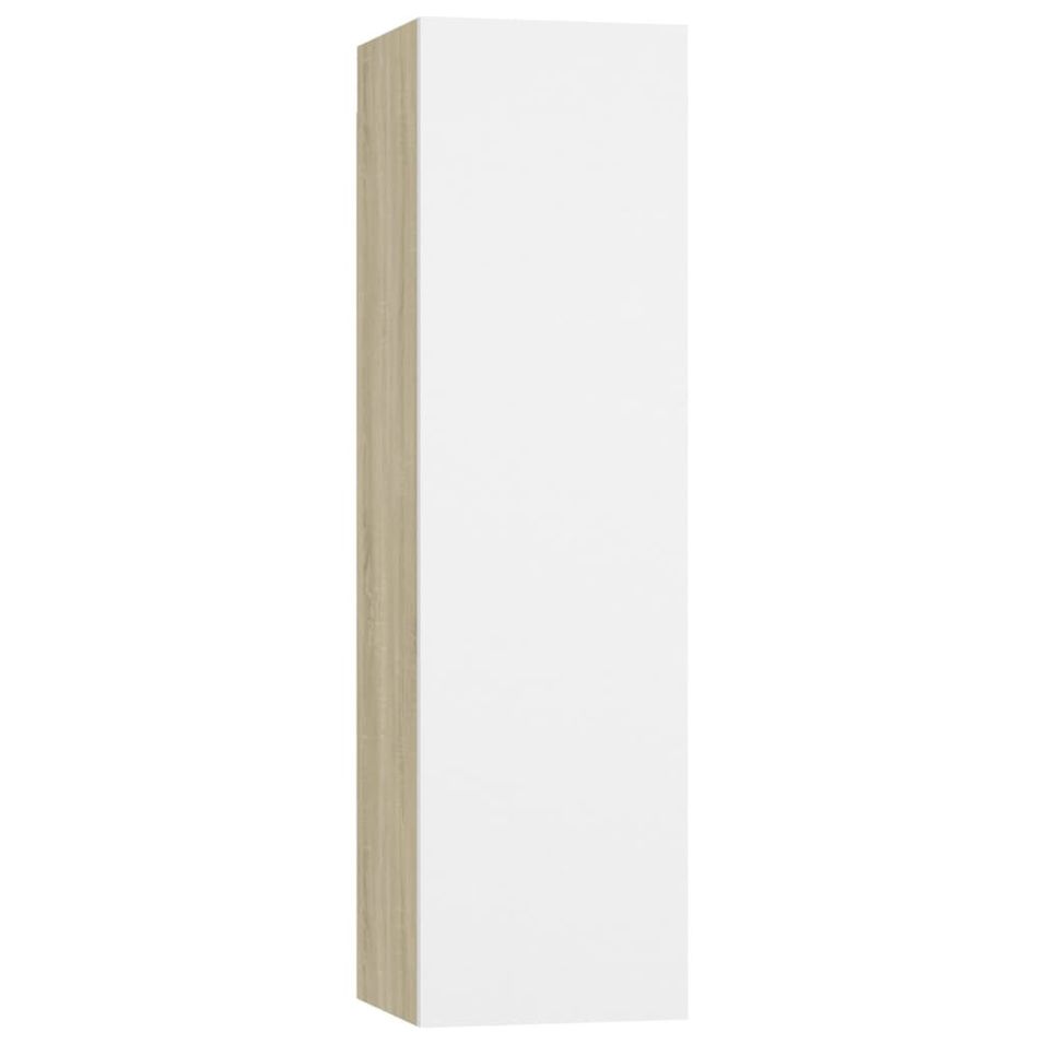 Meuble TV Blanc et chêne sonoma 30,5x30x110 cm - Photo n°1