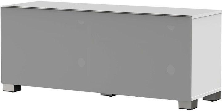 Meuble TV bois blanc et tissu Axel 120 cm - Photo n°1