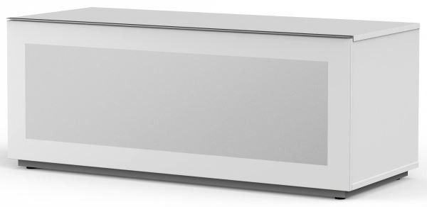Meuble TV bois blanc et verre Axel 120 cm - Photo n°1