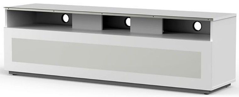 Meuble TV bois blanc et verre Axel 160 cm - Photo n°1