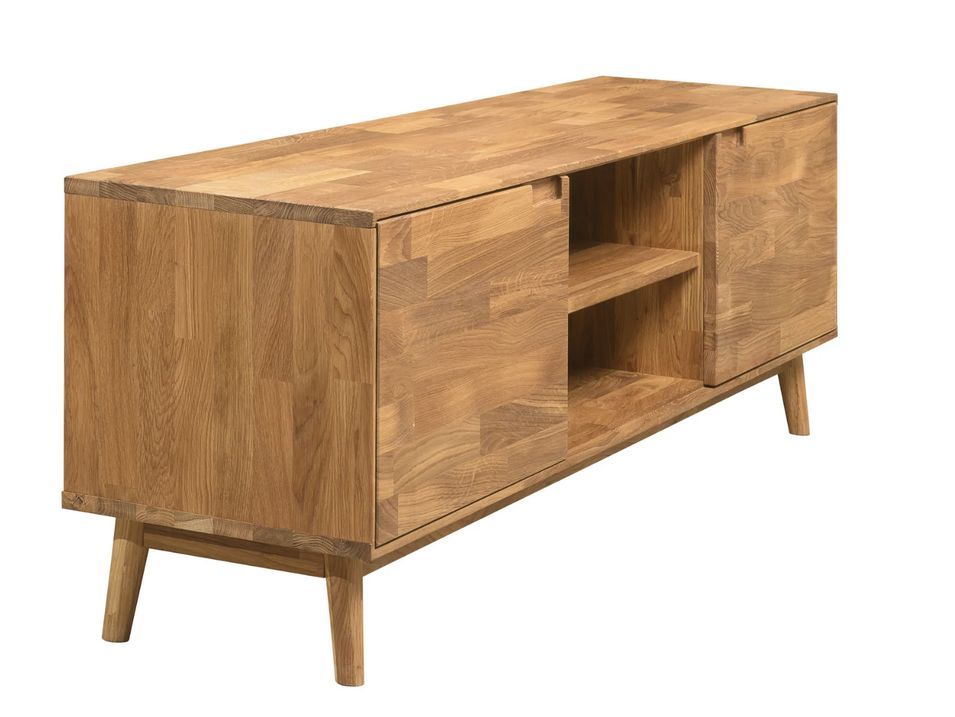 Meuble TV bois de chêne massif Kundy 180 cm - Photo n°1