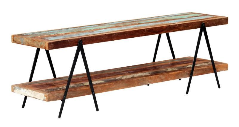 Meuble TV bois massif recyclé et métal noir Boust - Photo n°1