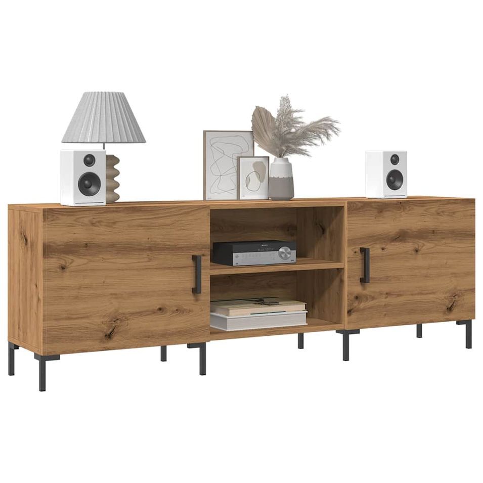 Meuble TV chêne artisanal 150x30x50 cm bois d'ingénierie - Photo n°1