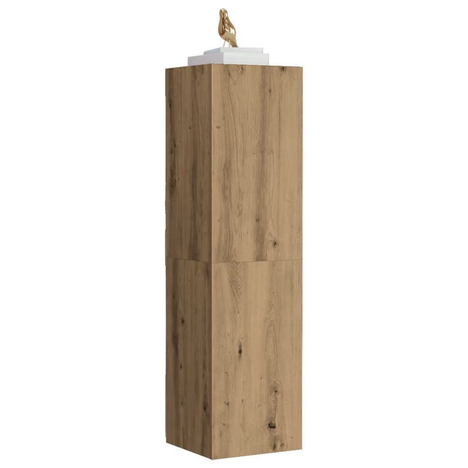 Meuble TV chêne artisanal 30,5x30x110 cm bois d'ingénierie - Photo n°1