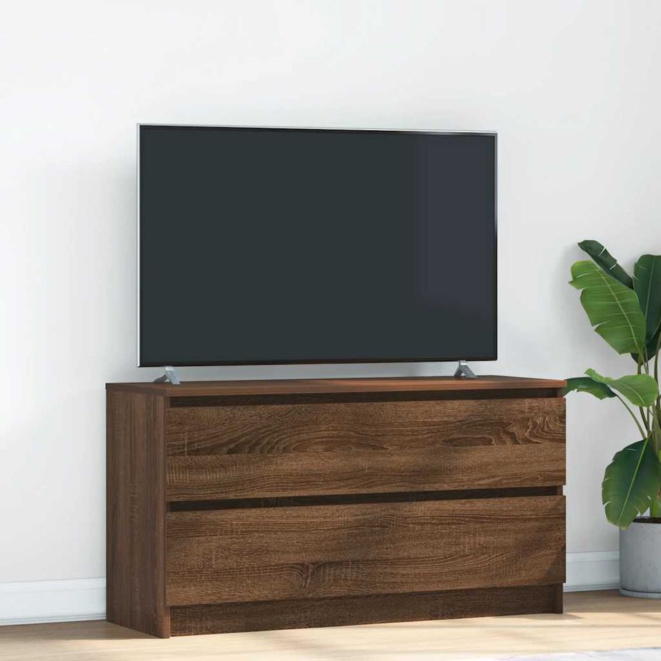 Meuble TV chêne marron 100x35x54 cm bois d'ingénierie - Photo n°1