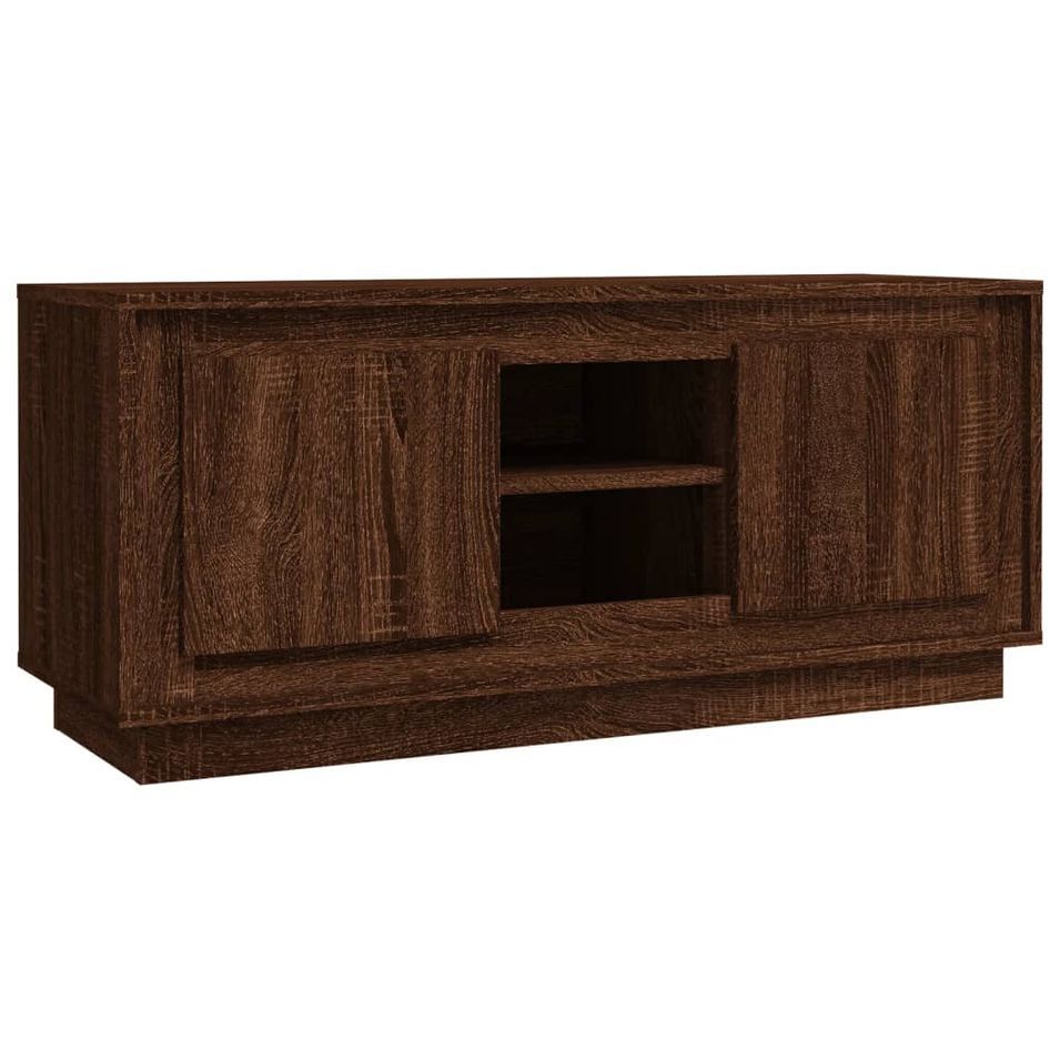 Meuble TV chêne marron 102x35x45 cm bois d'ingénierie - Photo n°1