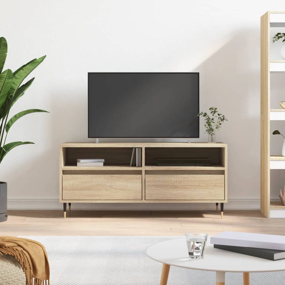 Meuble TV chêne sonoma 100x34,5x44,5 cm bois d'ingénierie - Photo n°1