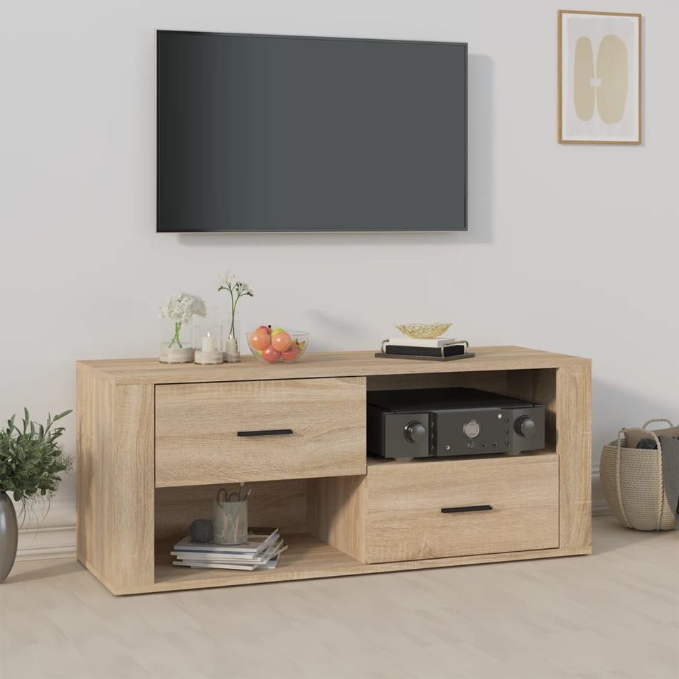 Meuble TV Chêne sonoma 100x35x40 cm Bois d'ingénierie - Photo n°1