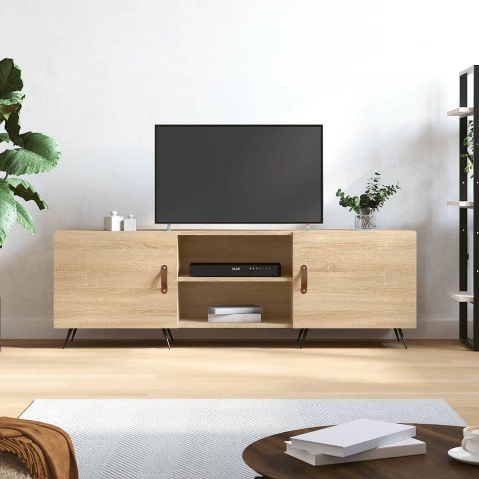 Meuble TV chêne sonoma 150x30x50 cm bois d'ingénierie - Photo n°1